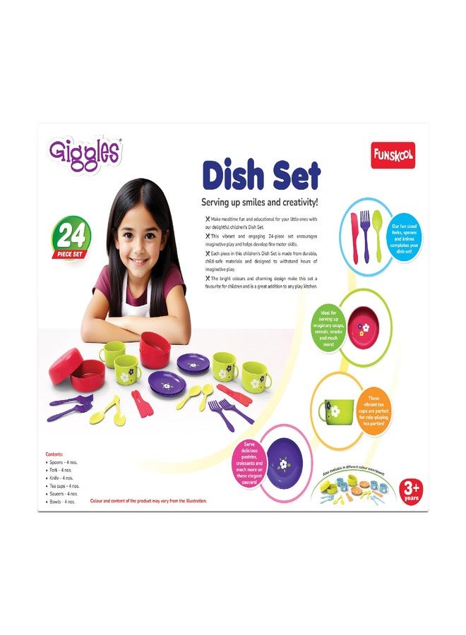 Giggles Funskool Dish Set - Colourful Pretend and Play Cooking Set, Role Play, Toy for Kids, 3 Years and Above, Preshool Toys, 24 Piece Set, Multicolour - Image 3